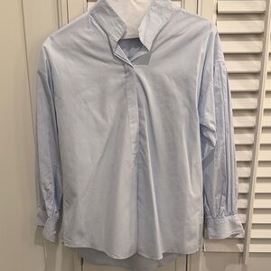ANN MASHBURN Light Blue Pinstripe Dress Shirt